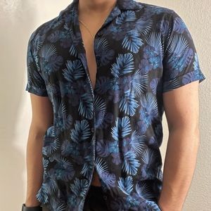 Blue Floral short sleeve shirt